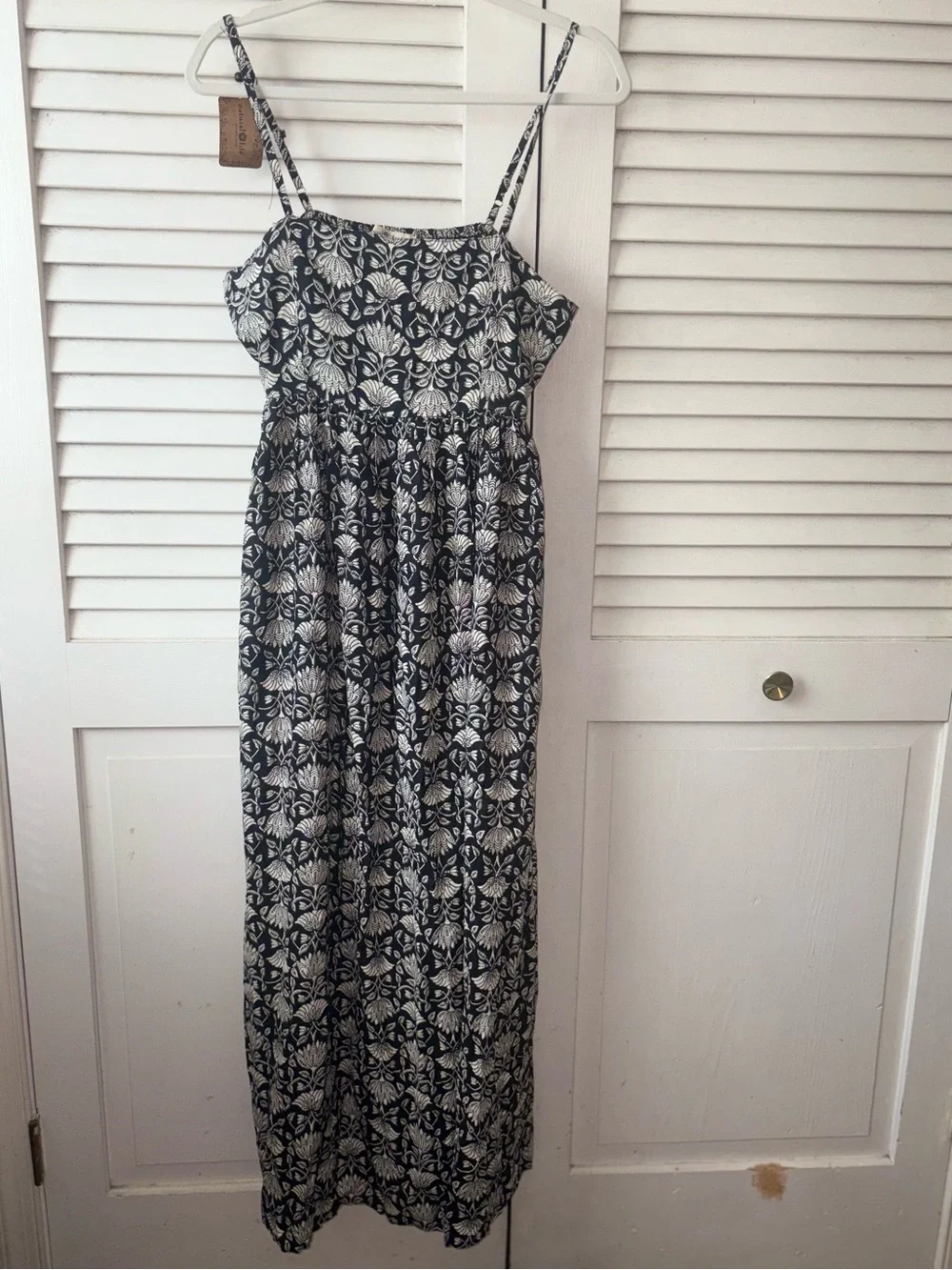 NWT Natural Life Bailey Maxi Dress M Black Cream Floral Boho Pockets - Picture 2 of 7